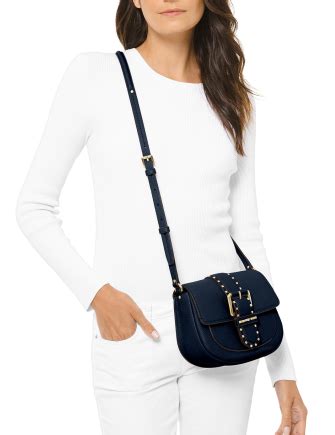 michael michael kors lillian buckle leather small crossbody bag|Michael Michael Kors LILLIAN BLUE BUCKLE LEATHER SMALL .